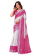 Vasthrlay Bandhani Embroidery White | Pink Saree With Unstitched Blouse Piece