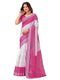Vasthrlay Bandhani Embroidery Unstitched White Saree