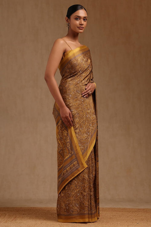 Vasthrlay Mustard Crepe Paisley