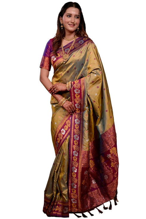 Vasthrlay Kanjivaram Unstitched Mahendi Ethnic Wear