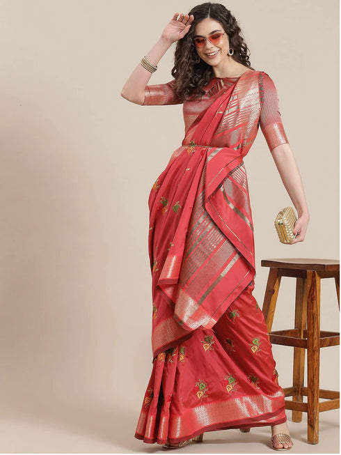 Vasthrlay Colourful Embroidery Saree