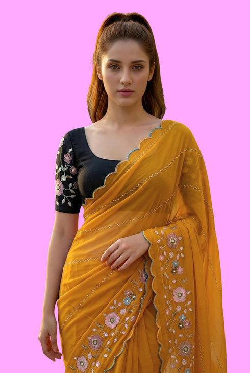 Vasthrlay Pink Unstitched Saree