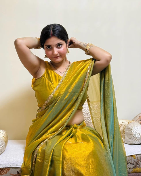 Vasthrlay Boarder Unstitched Chhaavaw Mustard Free Ethnic Wear