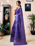 Vasthrlay Womens Printed Purple Saree With Unstitched Blouse Piece