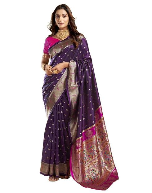 Vasthrlay Paithani Jacquard Unstitched Pink Saree