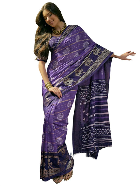 Vasthrlay Georgette Printed Unstitched Rani Pink Saree