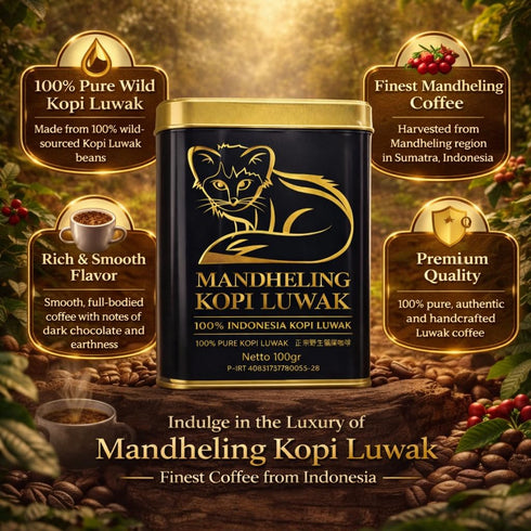 Worcas Mandheling Wild Kopi Luwak Indonesian Coffee Tin 100g