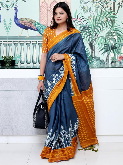 Vasthrlay Charcoal Printed Unstitched Smc Ethnic Wear