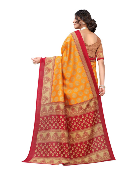 Vasthrlay Printed Blouse Mustard Ethnic Wear