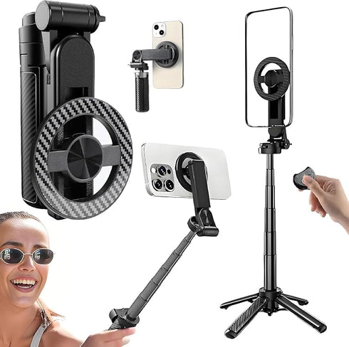 Deoxys 4-in-1 Multifunctional Magnetic Selfie Stick Universal 360° Rotation Phone Tripod with Remote Control Bluetooth Selfie Stick