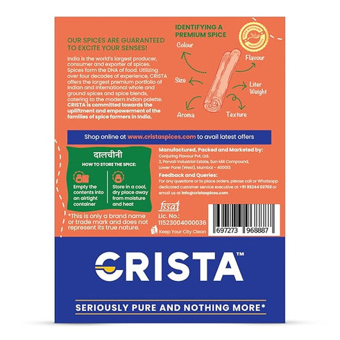 CRISTA Whole Dalchini Tubes | Pure Dalchini | Cinnamon Sticks