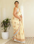 Vasthrlay Womens Printed Unstitched Off White Saree