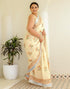 Vasthrlay Womens Printed Beige Saree With Unstitched Blouse Piece