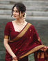 Vasthrlay Banarasi Jacquard Unstitched Dark Green Saree