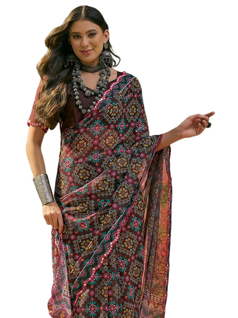 Vasthrlay Georgette Printed Blue Saree