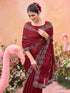 Vasthrlay Shimmer Chiffon Unstitched Maroon Saree