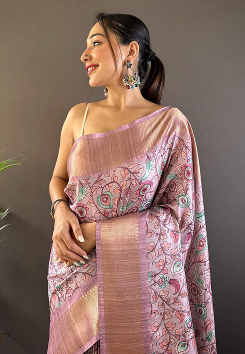 Vasthrlay Kanjivaram Kalamkari Printed Ethnic Wear