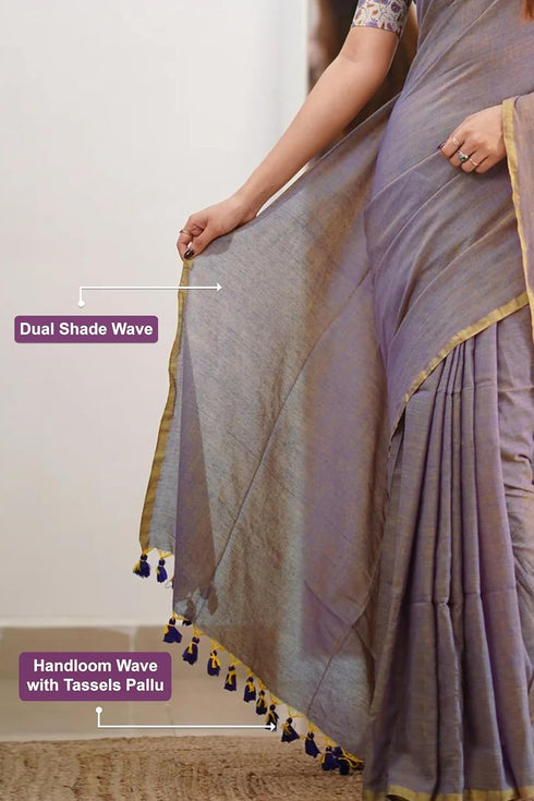 Vasthrlay Handloom Printed Unstitched Purple Ethnic Wear