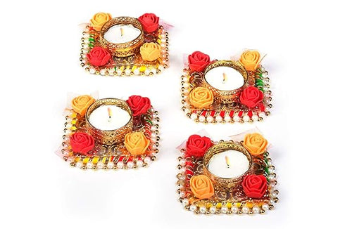AC ANAND CRAFTS Unique Design Metallic Diya Tea Light Candle Holder for Home Office Decoration