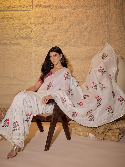 Vasthrlay Vichitra Embroidery Unstitched Designer Ethnic Wear