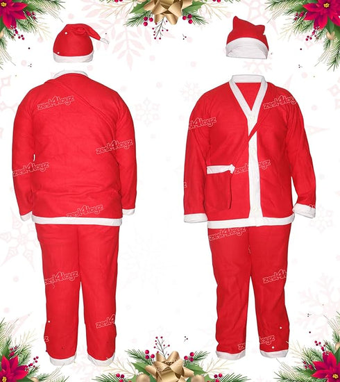 Zest 4 Toyz Santa Claus Dress for Kids Christmas Costume Dress with Jacket Pant Cap and Pouch Santa Dress for Boys and Girls
