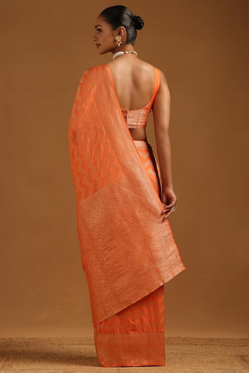 Vasthrlay Orange Georgette Woven