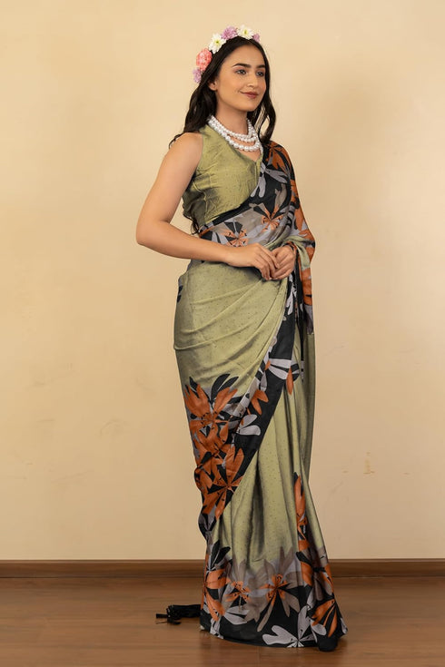 Vasthrlay Fashion Chiffon Rhinstone Embellished Ethnic Wear
