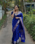 Vasthrlay Blue Banarasi Traditional Unstitched Saree