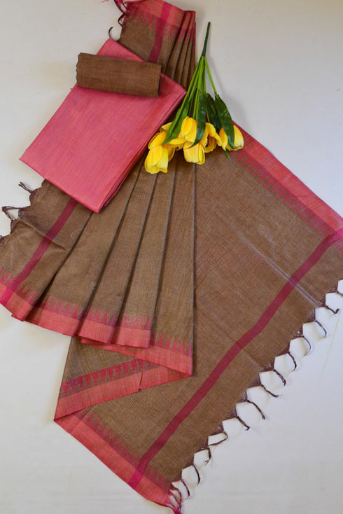 Vasthrlay Yellow Handwoven Unstitched Saree