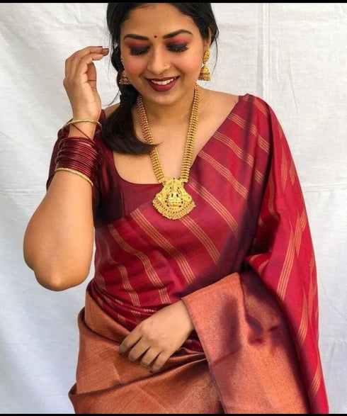 Vasthrlay Maroon Kanjivaram Saree