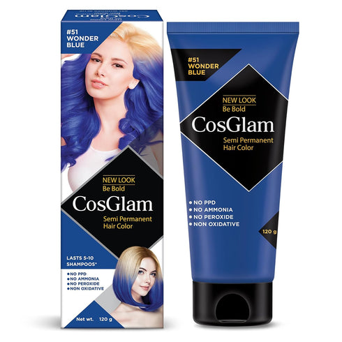 Cosglam Semi Permanent Hair Color for Women & Men | Model #51 Wonder Blue