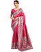Vasthrlay Womens Paithani Turquoise Saree With Red Unstitched Blouse Piece