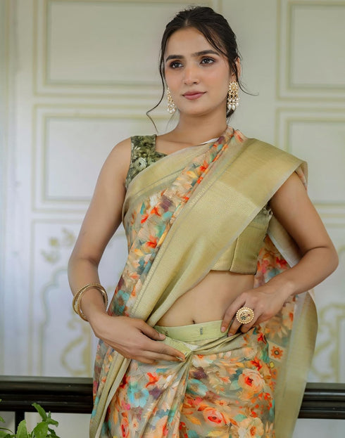 Vasthrlay Womens Striped Unstitched Dusty Pink Saree