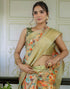 Vasthrlay Womens Striped Unstitched Dusty Pink Saree