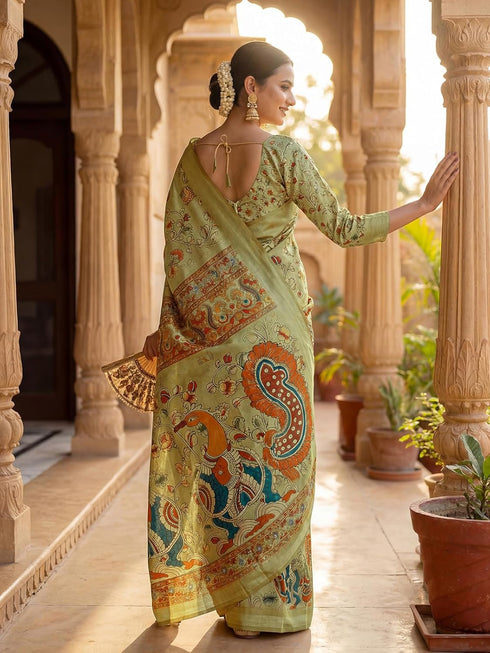 Vasthrlay Banglori Printed Dusty Saree