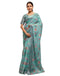Vasthrlay Womens Printed Unstitched White Saree