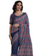 Vasthrlay Weaving Printed Blue Saree With Unstitched Blouse Piece