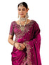 Vasthrlay Scalloped Embroidery Unstitched Rani Pink Saree