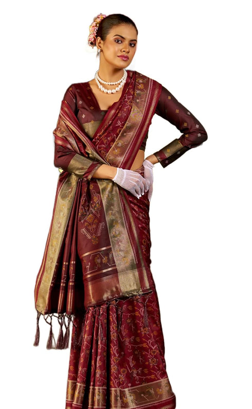 Vasthrlay Kanjivaram Unstitched Jacquard Stylish Saree