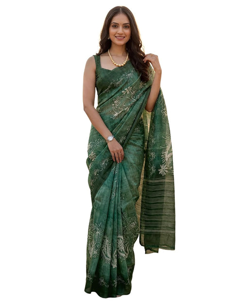 Vasthrlay Womens Printed Unstitched Dusty Pink Saree