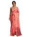 Vasthrlay Womens Printed Coral Pink Saree With Unstitched Blouse Piece