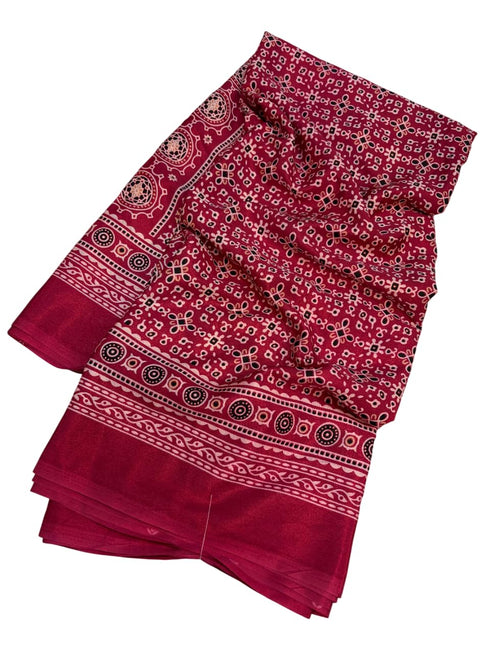 Vasthrlay Ajrakh Saree Crepe