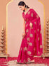 Vasthrlay Vichitra Printed Unstitched Rani Pink Saree