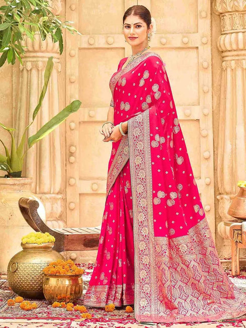 Vasthrlay Womens Banarasi Unstitched Mauve Saree