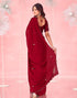 Vasthrlay Womens Scalloped Unstitched Maroon Saree