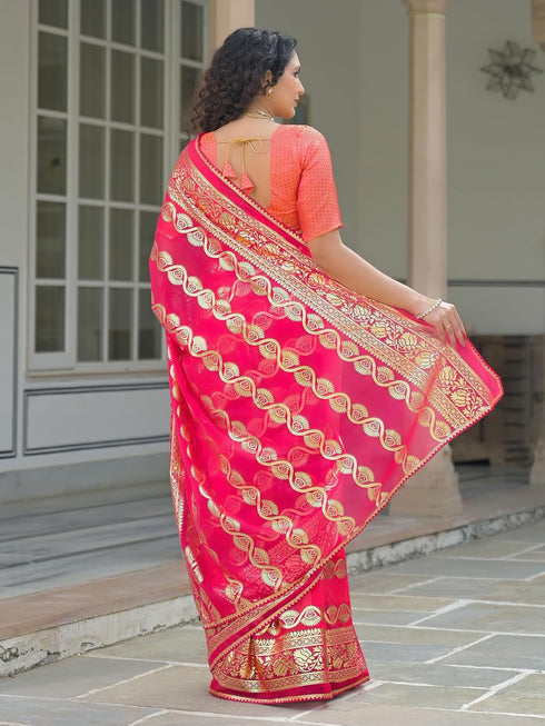 Vasthrlay Georgette Printed Orange Saree
