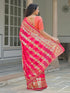 Vasthrlay Georgette Printed Bright Pink Saree With Unstitched Blouse Piece