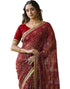 Vasthrlay Bandhani Embroidery Unstitched Dusty Pink Saree