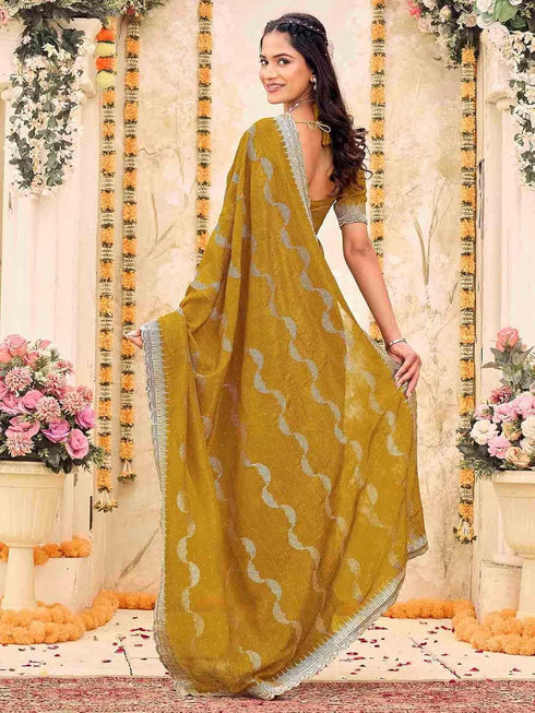 Vasthrlay Georgette Scalloped Rani Saree