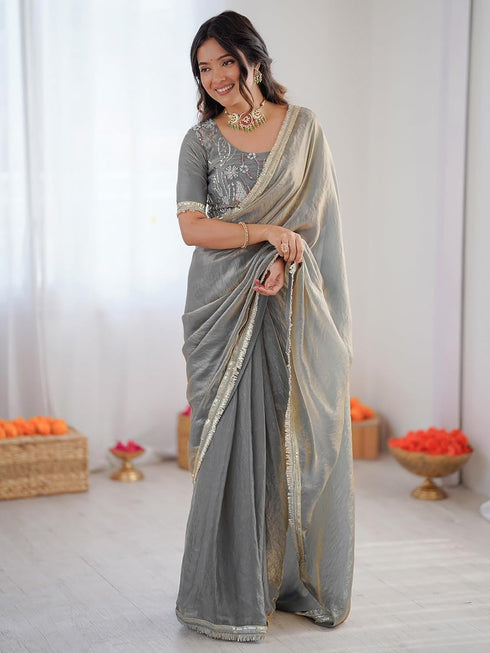 Vasthrlay Shimmer Coral Saree